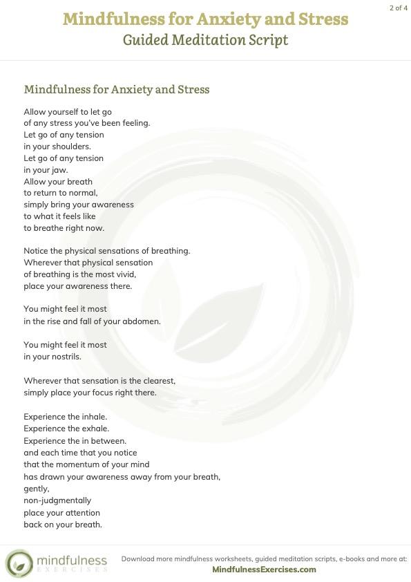 Sample Guided Meditation Script Sample Guided Meditation Script
