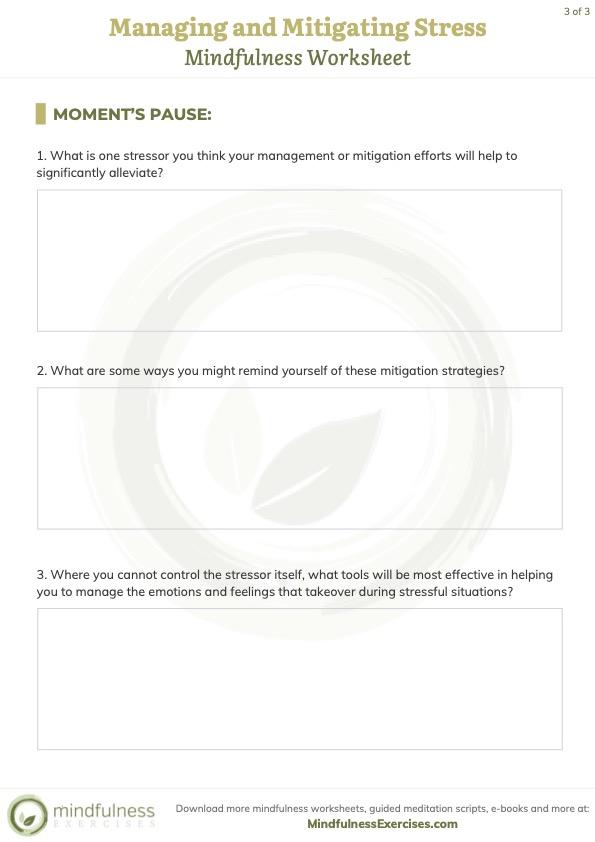 Sample Mindfulness Worksheet Sample Mindfulness Worksheet